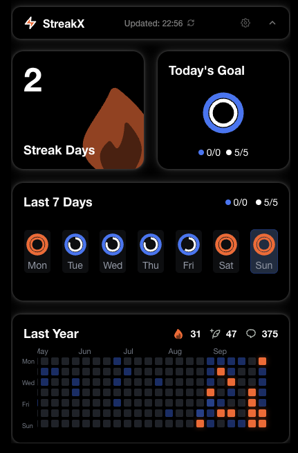 StreakX Extension Interface Preview